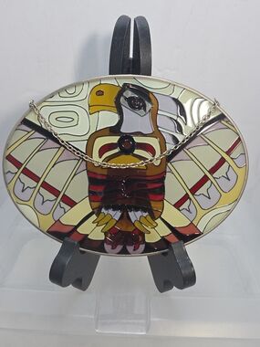 Joan Baker Designs Hand Painted Eagle Stained Glass Suncatcher Wall Hanger (A4)